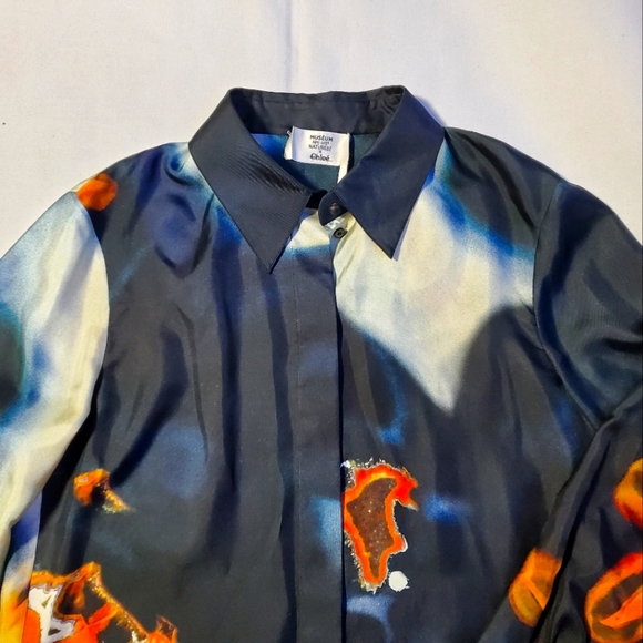 NWT $1950 Chloe Geode Print Twill Patterned Classic Silk Button Blouse Sz 40 (8) - Picture 8 of 16